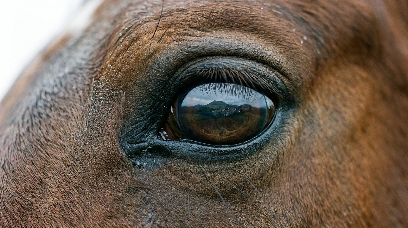 Un regard de cheval au Ecole d’équitation de Chazeron, Clermont-Ferrand